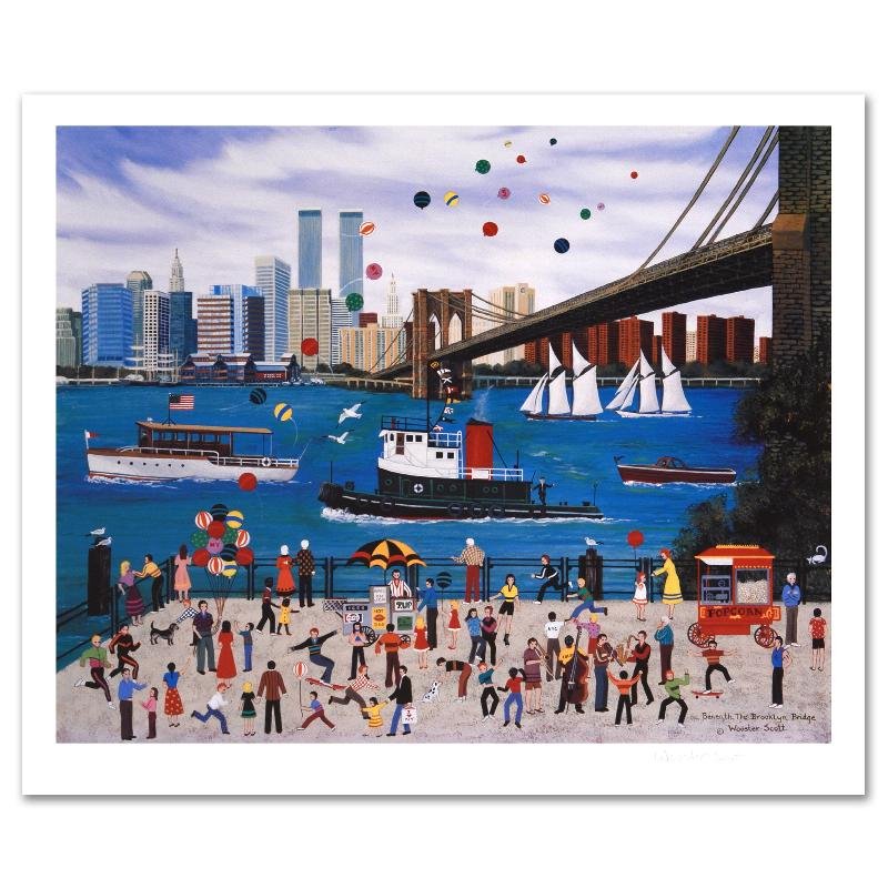 Beneath The Brooklyn Bridge by Jane Wooster Scott: Cozy, down-home images of a bygone era when life was simpler - this is the feeling captured in the creations of one of the world's most recognized artists. "Beneath The Brooklyn Bridge" is a limited e