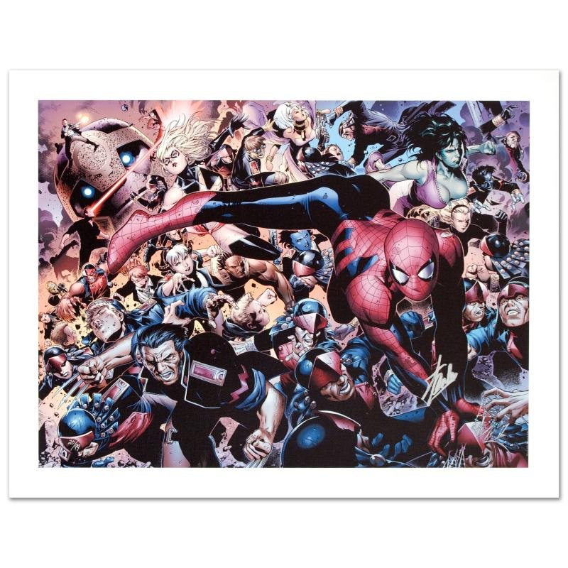 New Avengers #45 by Stan Lee - Marvel Comics: A piece of comic book history, this limited edition print, drawn by Jim Cheung, depicts a plethora of classic characters from the Marvel Universe. Jim Cheung was named as one of 2005's "Young Guns" by