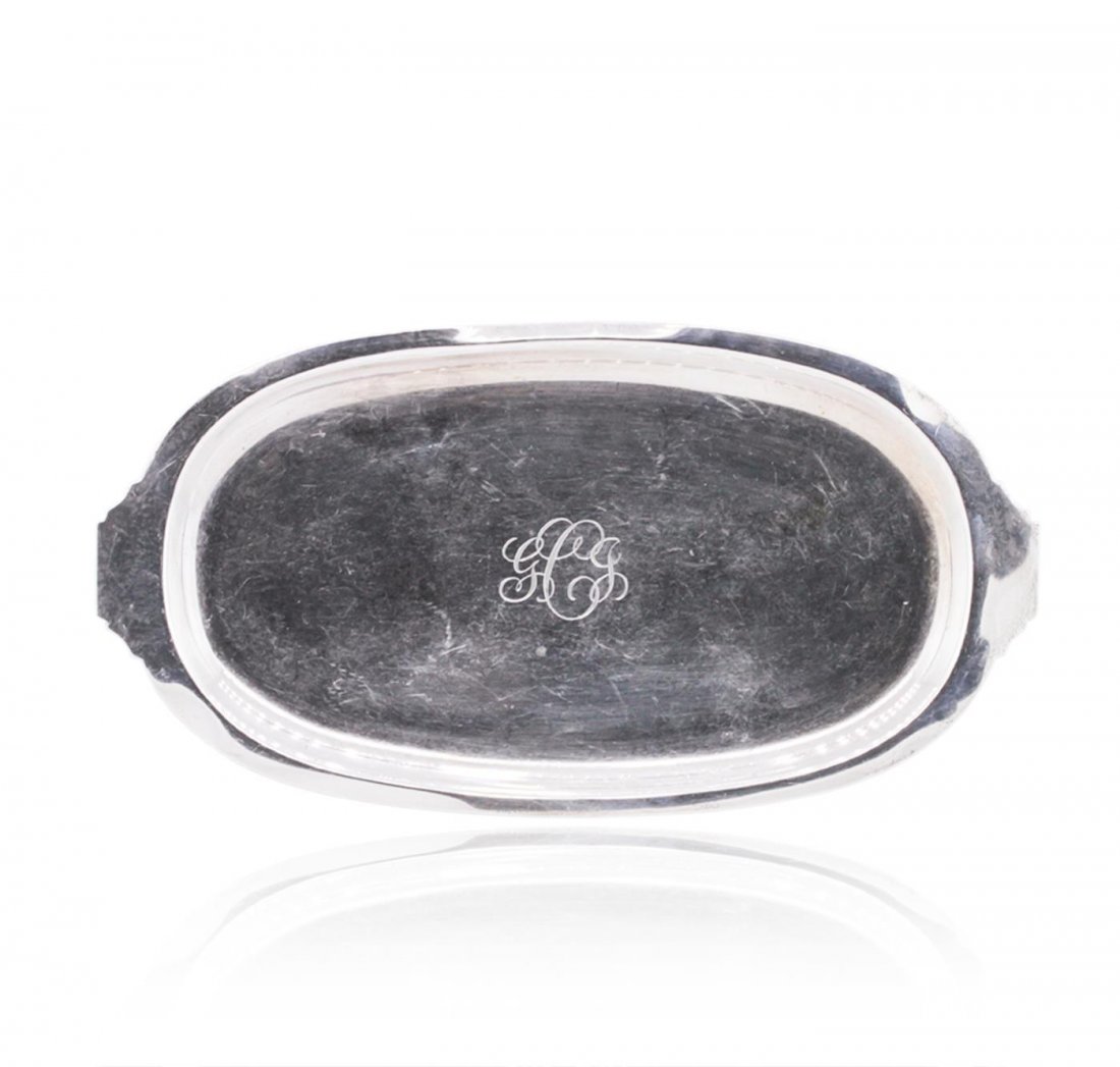 Black Starr & Frost Sterling Silver Serving Tray: A Black Starr & Frost sterling silver serving tray. Measures 9.5 x 5 inches with a total of 167 grams of silver. Monogrammed GCJ.