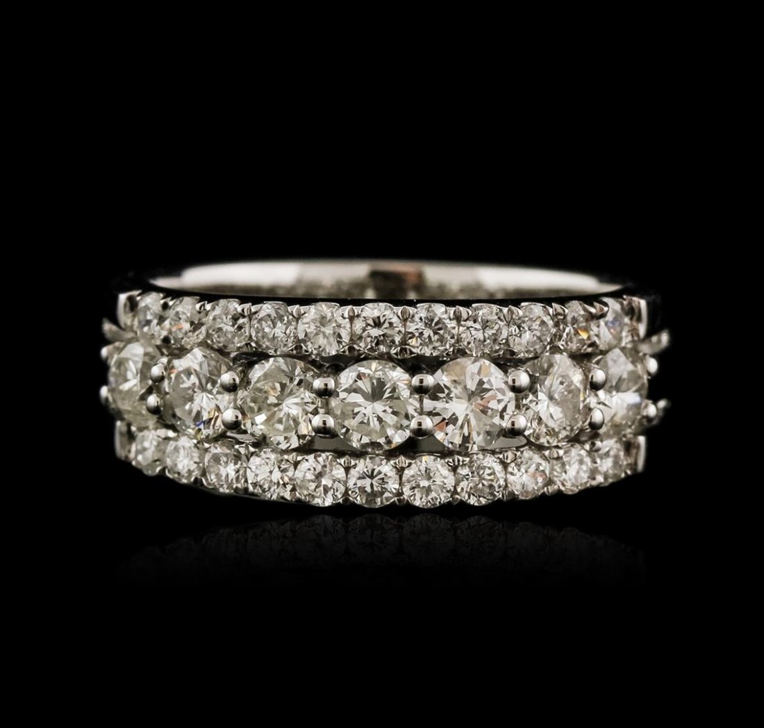 14KT White Gold 1.09ctw Diamond Ring: One electronically tested 14KT white gold ladies cast diamond ring with a tapered shank with a bright polish finish. Identified with markings of "14K". Condition is new. Containing: Seven prong set ro