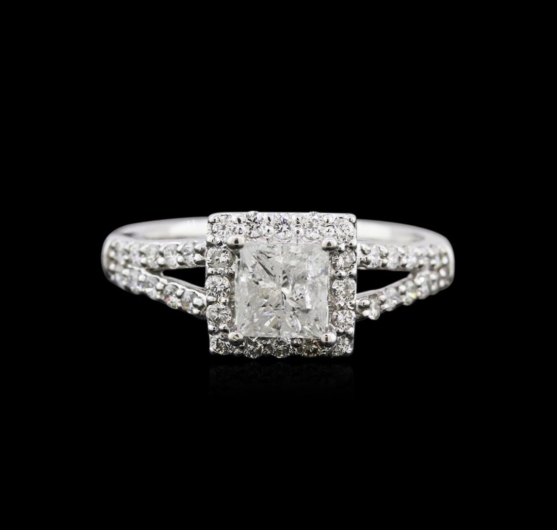 14KT White Gold 1.42ctw Diamond Ring: One electronically tested 14KT white gold ladies cast diamond engagement ring with a bright polish finish. Identified with markings of "14K". Condition is new. Containing: One prong set princess cut d