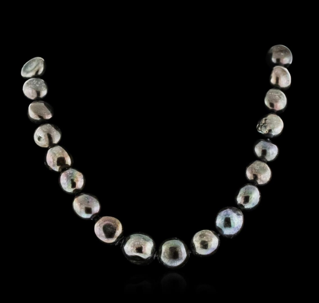 14KT White Gold Tahitian Pearl Necklace: One necklace featuring: 30 Genuine Tahitian pearls ranging from 14 to 15mm, strung on a 16 inch strand finished with a 14KT white gold clasp.