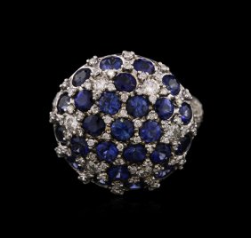 421: 14kt White Gold 3.55ctw Sapphire And Diamond Ring