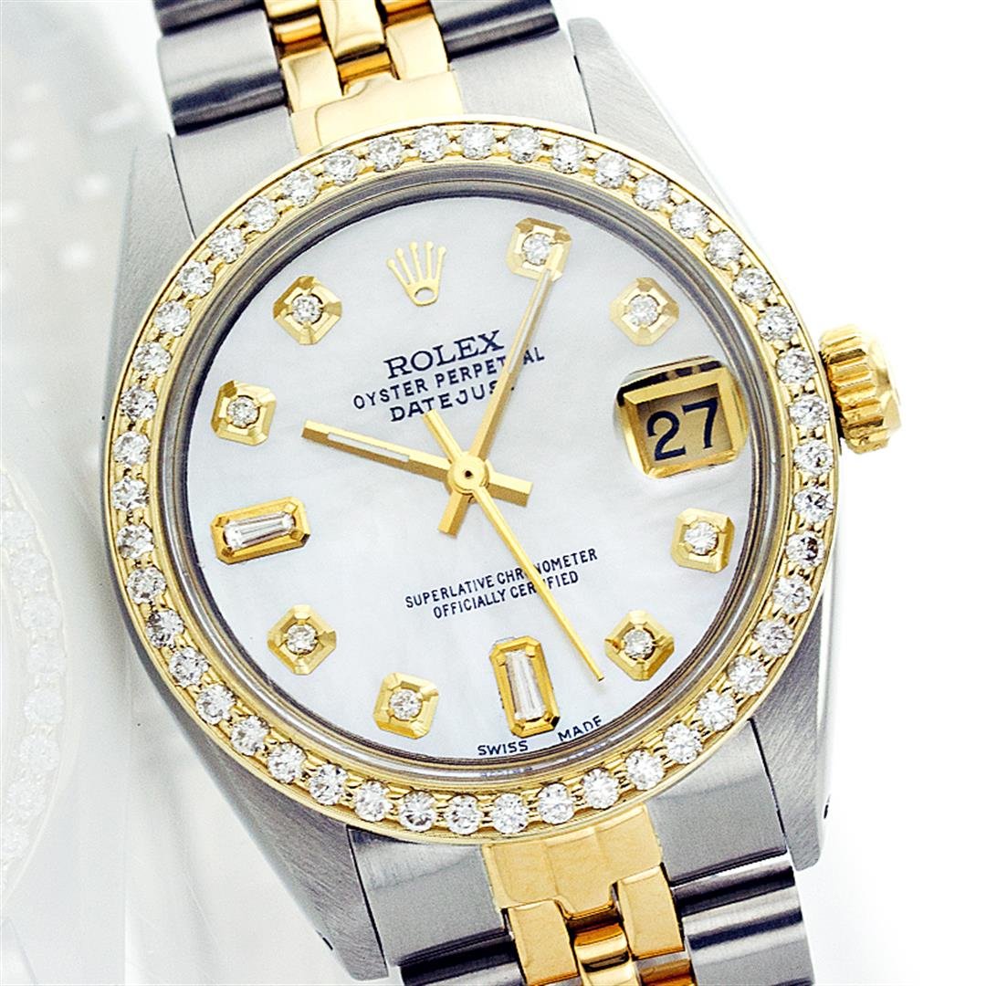 Rolex Two-Tone 1.00ctw Diamond DateJust Men's Watch: One Gents Two Tone Rolex Datejust Polished, Serviced & Electronically Tested, 14K Yellow Gold & Stainless Steel Case:36mm, 14K Yellow Gold Crown, Custom Bezel: 18K Yellow Gold Bead Set Diamond Bezel,
