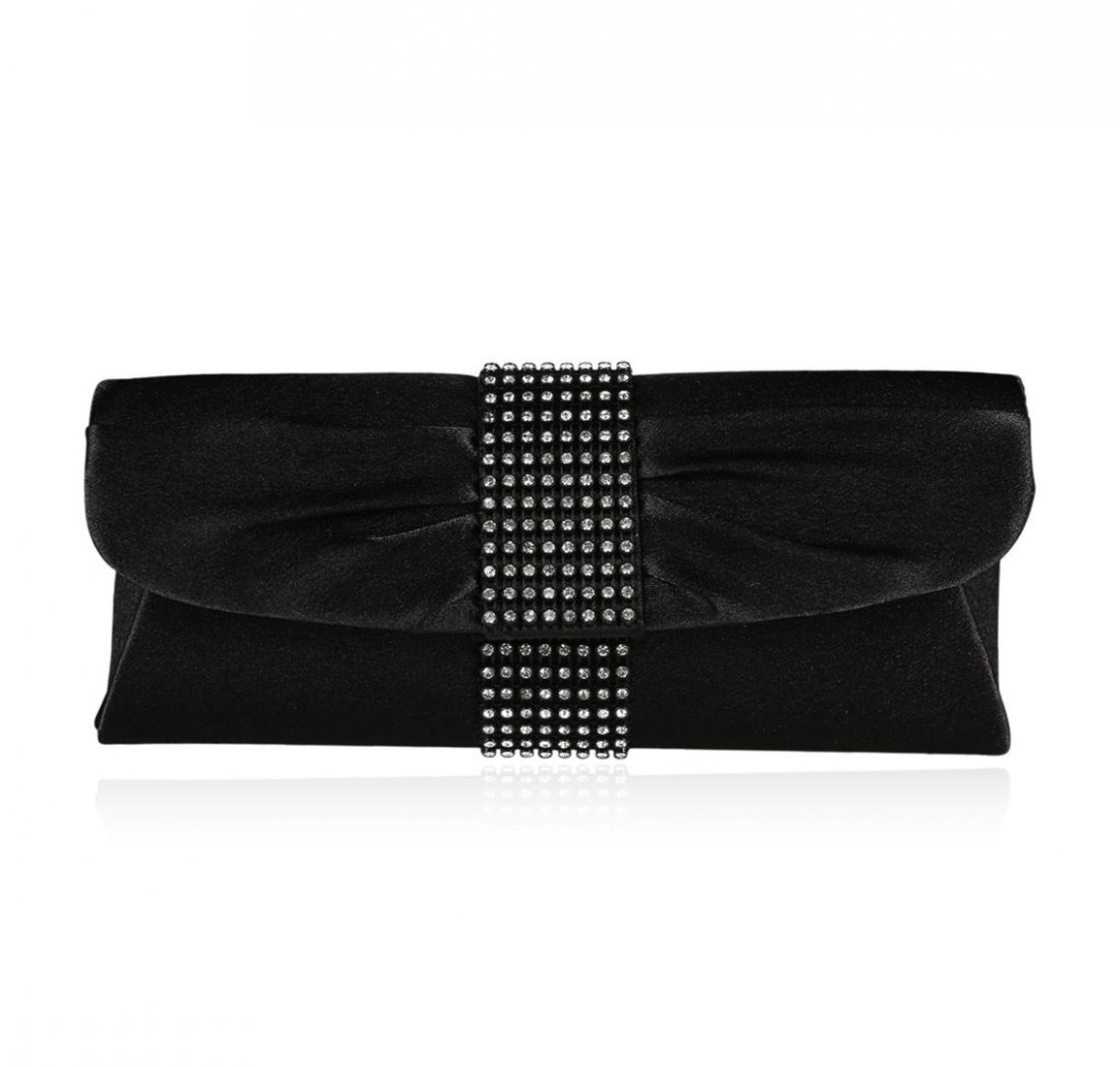SCP Evening Bag - Lucy: A SCP Evening Bag. Black Clutch with embellishments and chain carry strap.