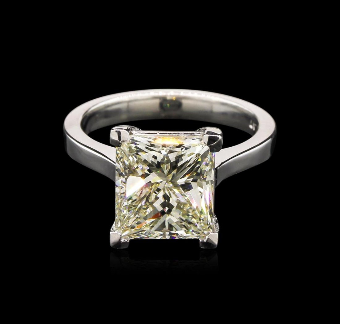 5.00ct EGL USA Certified Diamond Solitaire Ring -: One electronically tested platinum lady's cast solitaire engagement ring with a cathedral shank with a bright polish finish. Condition is new. The featured ring has a 2.86mm shank. Identified with mar