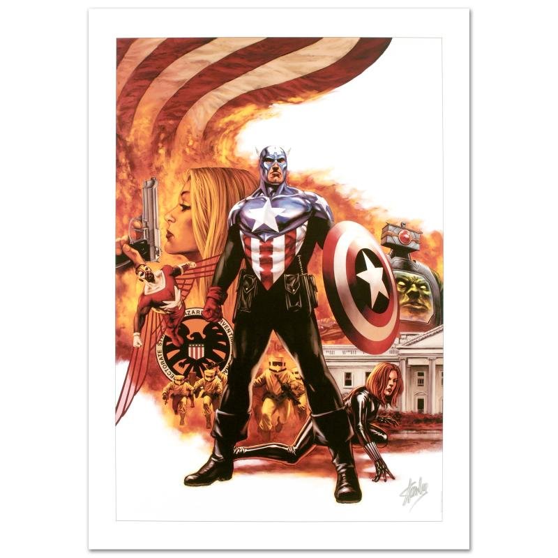 Captain America #41 by Stan Lee - Marvel Comics: A piece of comic book history, this limited edition print, drawn by Steve Epting, depicts a compilation scene starring Captain America. Steve Epting began working with Marvel Comics in the early 1990s
