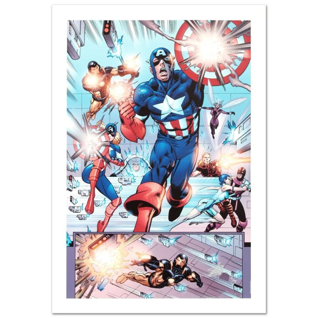 Last Hero Standing #1 by Stan Lee - Marvel Comics: A piece of comic book history, this limited edition print, drawn by Patrick Olliffe, depicts the classic character Captain America. Best known for his work on the Spider-Man and Spider-Girl franchises
