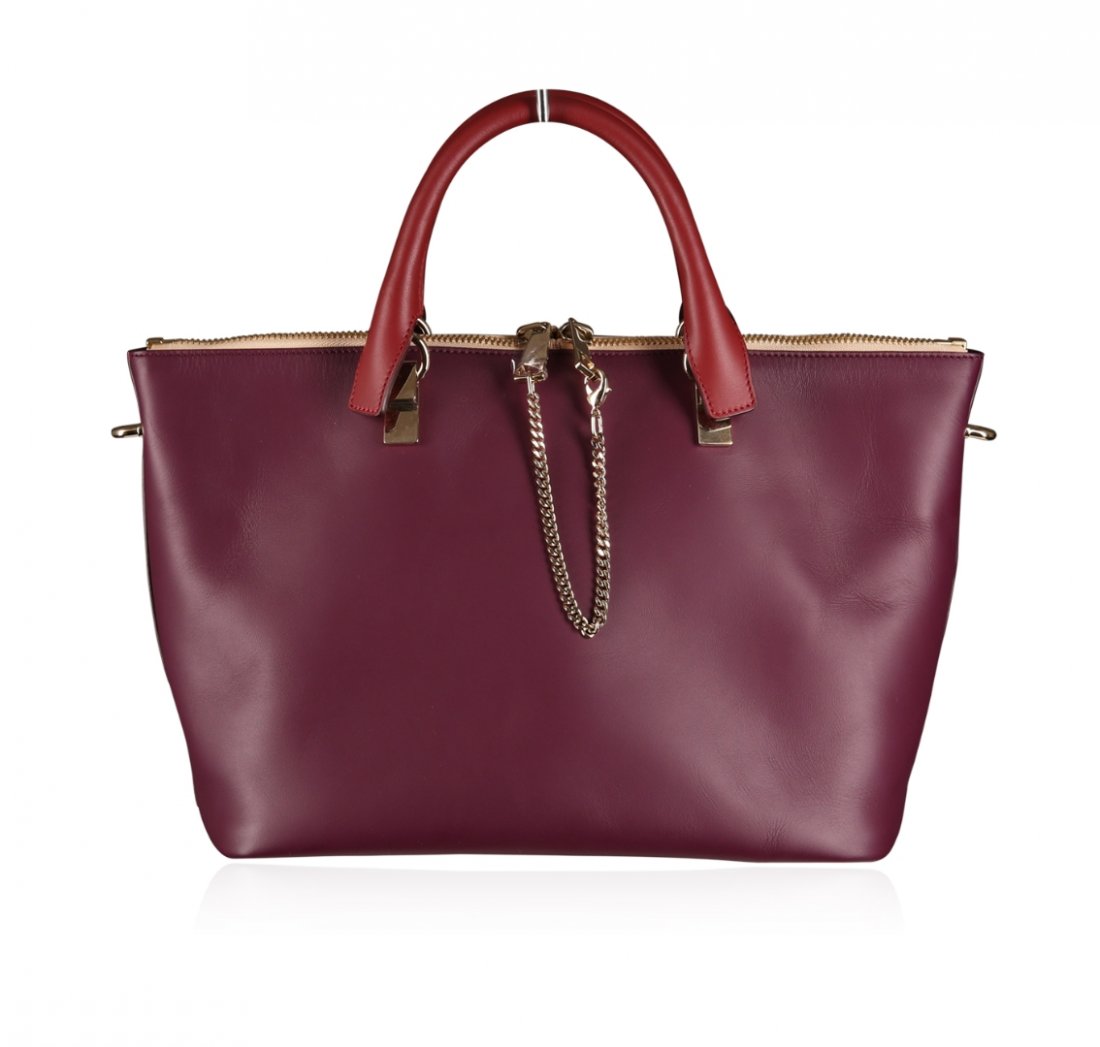 Chloe Baylee Crimson and Fig Crossbody Tote Bag: Designer Chloe medium "Baylee" crossbody tote in crimson and fig. New with tags.