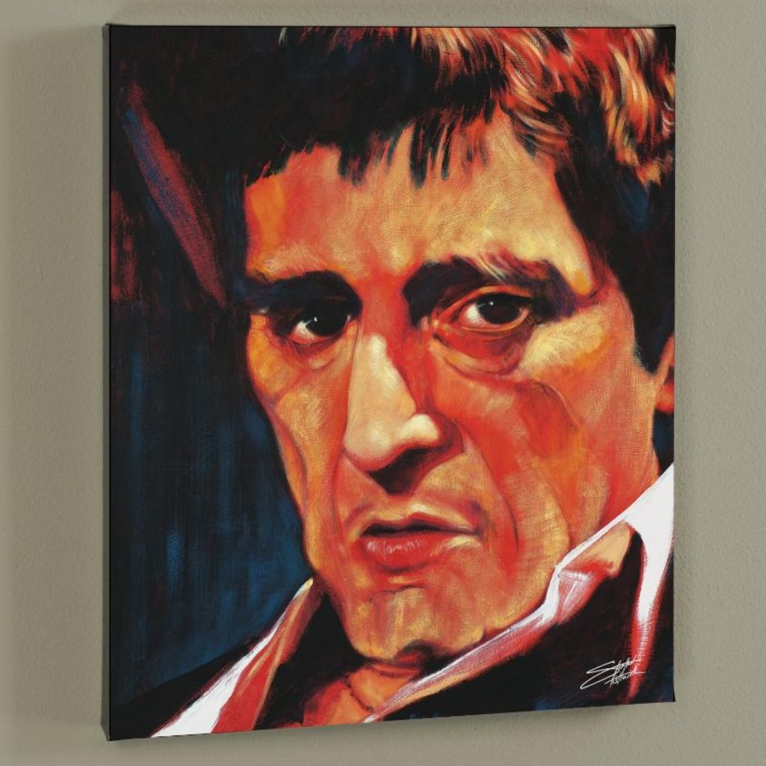 Pacino by Stephen Fishwick: With bright colors and expressive lines, Stephen Fishwick puts a unique spin on pop culture portraits. "Pacino" is a limited edition giclee on stretched canvas, numbered and bears the artist's authori