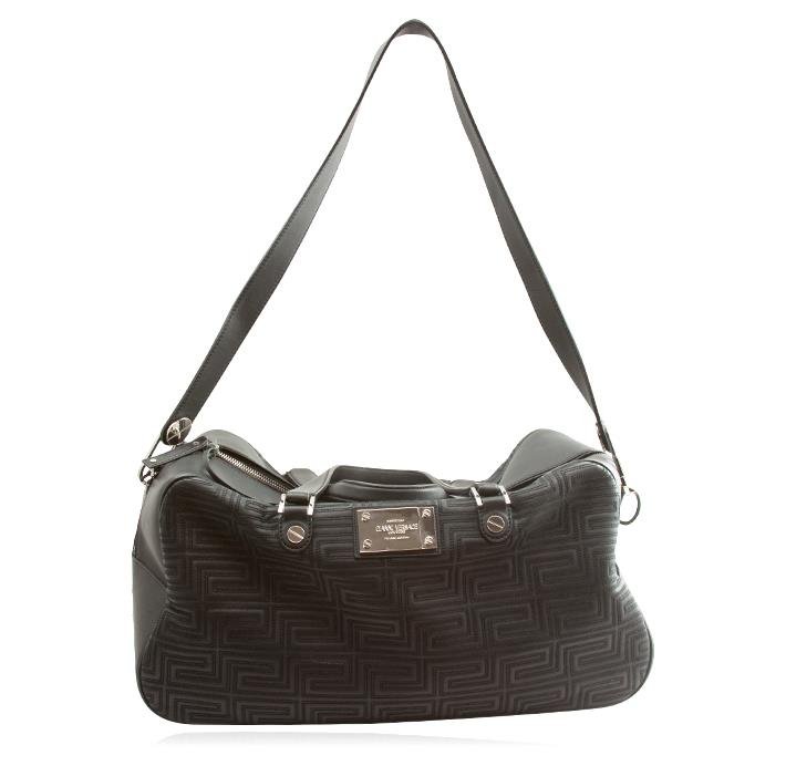 Versace Black Leather "Couture" Big Bag: One Versace bag featuring: black quilted leather, distinguished by classic couture motif and makes all your travels exclusive.