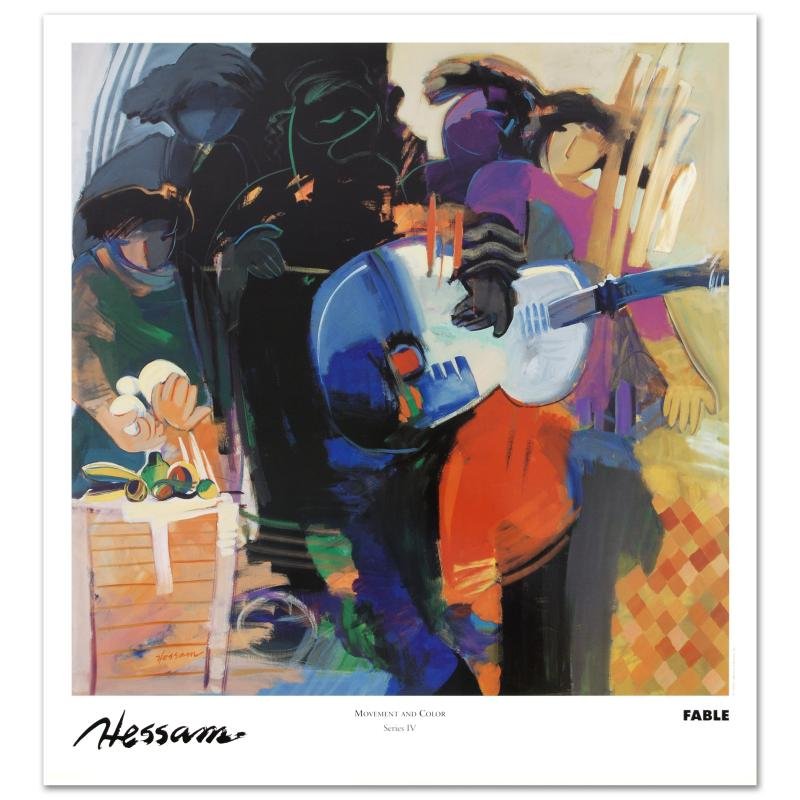 Fable by Hessam Abrishami: "Movement and Color - Series IV/Fable" is a poster (1994) by Hessam Abrishami. Measures approx. 23" x 23" (image).