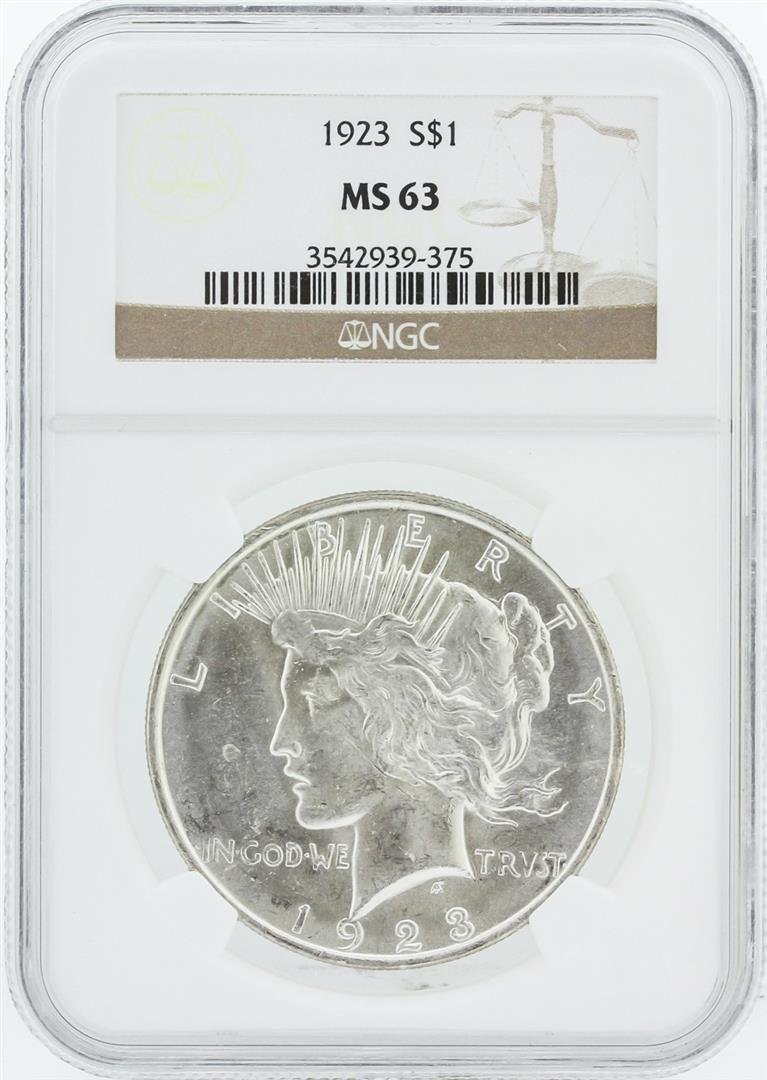 1923 NGC MS63 Morgan Silver Dollar: One 1923 NGC MS63 Morgan Silver Dollar. NGC Certified.