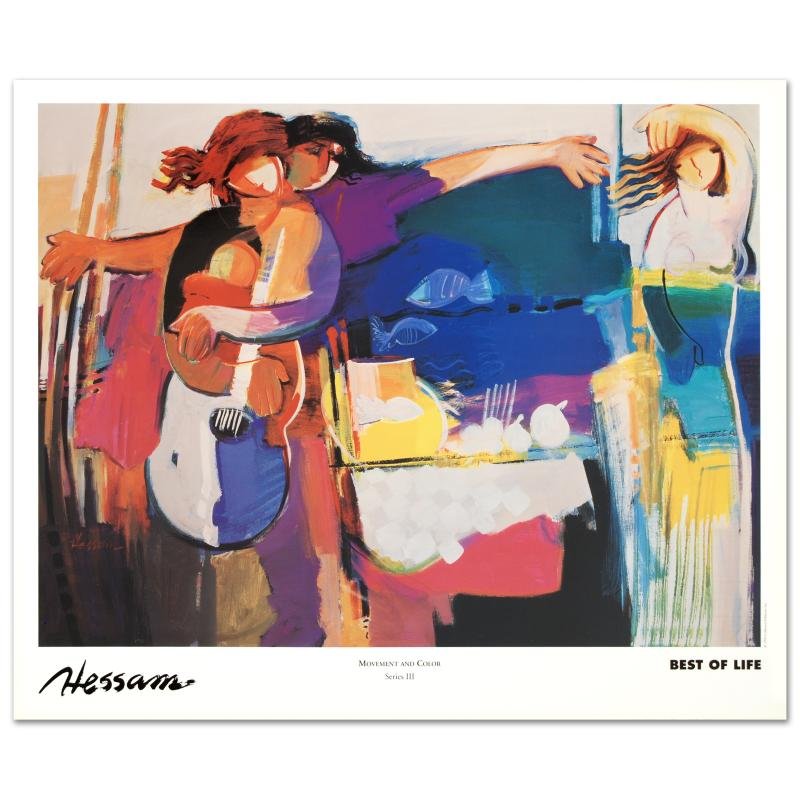 Best of Life by Hessam Abrishami: "Movement and Color - Series III/Best of Life" is a poster on paper (1994) by Hessam Abrishami. Measures approx. 30" x 25" (with border), 28" x 21" (image).