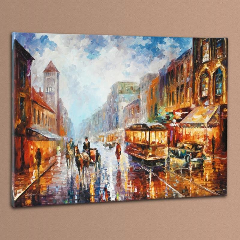 Paris 1925 by Leonid Afremov: Leonid Afremov's masterful use of color and texture make his paintings unique collectibles that are sure to brighten any wall. "Paris 1925" is a limited edition giclee on stretched canvas, numbered in