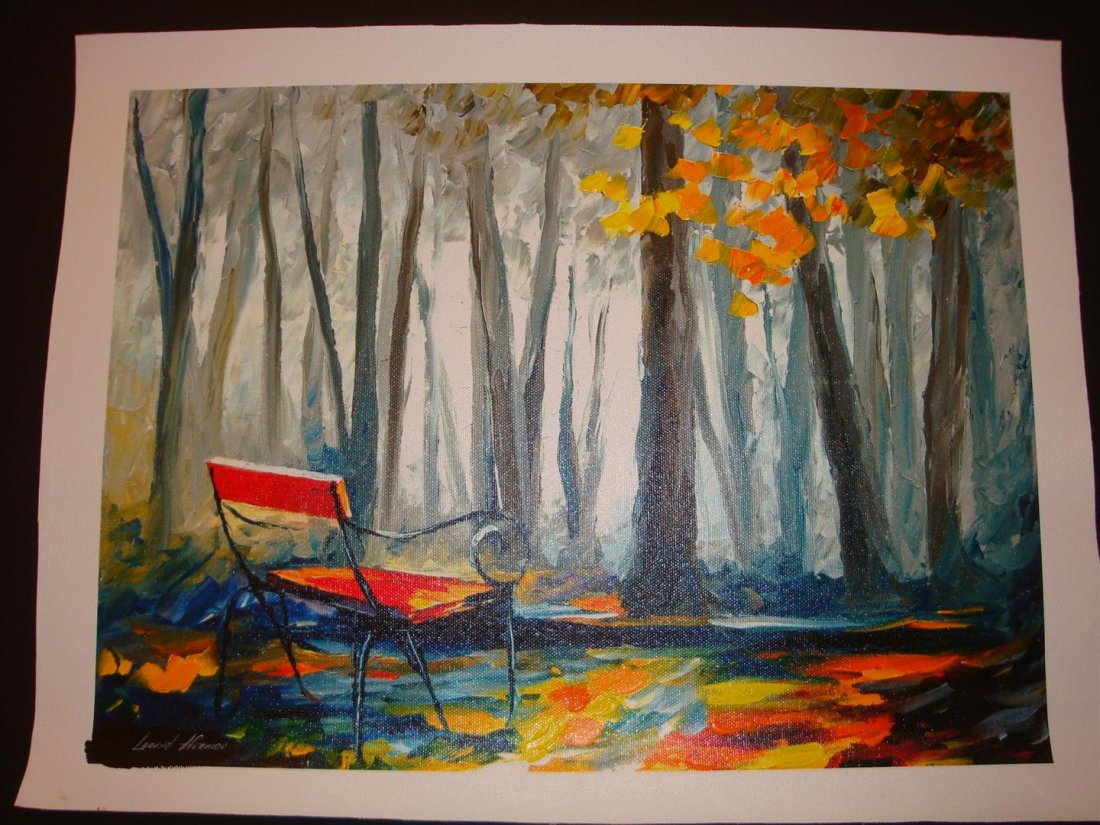 Alone in the Woods by Leonid Afremov: Alone in the Woods is a Limited Edition Giclee on Canvas by Leonid Afremov. HAND Embellished, Numbered and Signed with Artist Certificate of Authenticity! Measures appx. 15.5 x 11.5 (image).