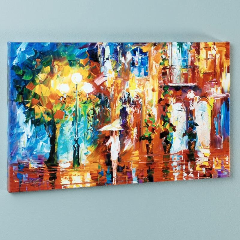 Streetside Expression by Leonid Afremov: Leonid Afremov's masterful use of color and texture make his paintings unique collectibles that are sure to brighten any wall. "Streetside Expression" is a limited edition giclee on stretched canvas, 