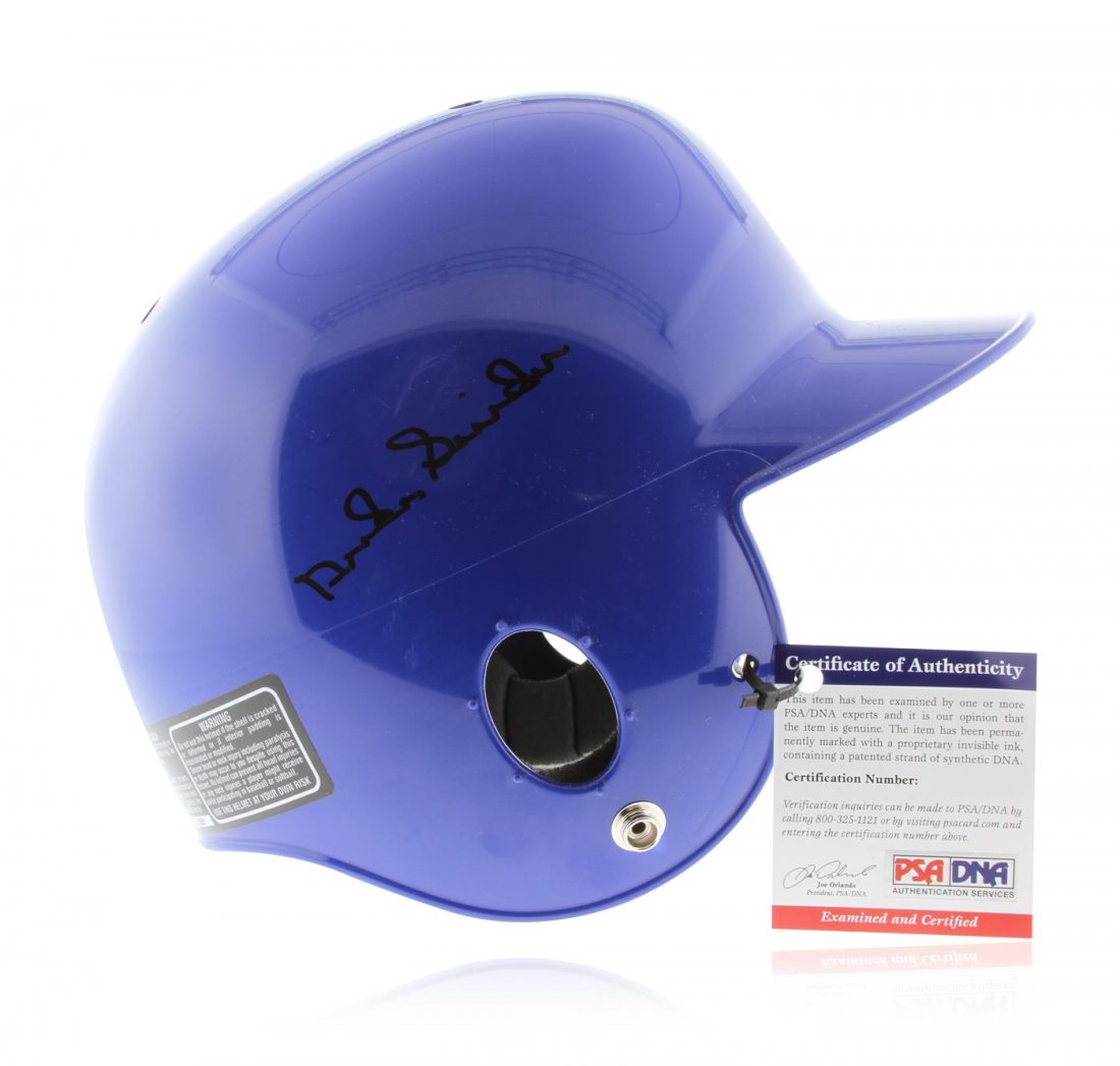 Autographed Duke Snider Brooklyn Helmet PSA Certified: Brooklyn Dodgers signed Edwin "Duke" Snider baseball helmet. Edwin “Duke” Snider, a Hall of Famer who was once one of the kings of New York when it came to talkin’ baseball in the 1950s. Snider 