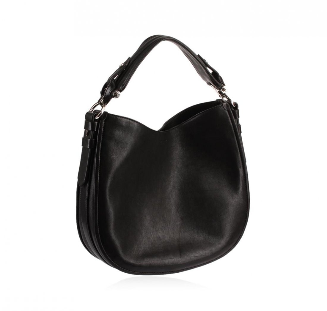 Valentino Givenchy Black Obsedia Hobo: One Valentino Givenchy Black Obsedia Hobo. Beautiful black leather small obsedia hobo bag from givenchy. Measures 10" x 12.25" x 3.5" . 5" handle drop. Magnetic top closure. One attached strap/handle.