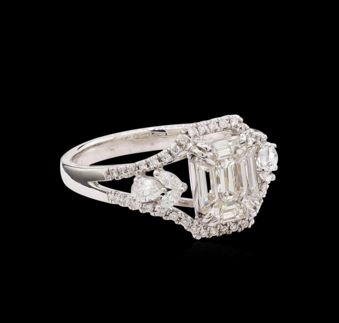 2.00ctw Diamond Ring - 18KT White Gold: One electronically tested 18KT white gold lady's combination cast & assembled wedding ring with a bright polish finish. The featured ladies' ring has a shank measuring 2.44 millimeters in width. Ident