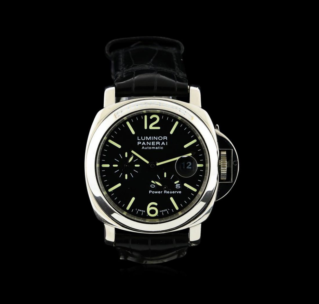 Panerai Stainless Steel Luminor Power Reserve Watch: One, Panerai Luminor Power Reserve wristwatch electronically tested stainless steel, Case: 44mm, Case Back: engraved with the manufacturers information and ID numbers, Water Resistant: 300 meters / 98