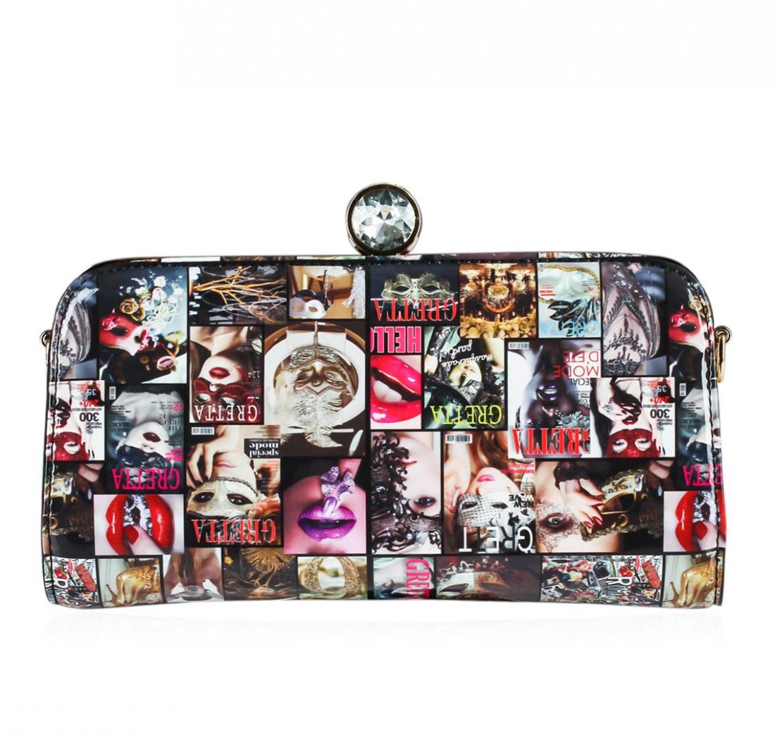 Multi Colored Greta Fashionista Patent Small Clutch: A Beautiful Multi Colored Greta Patent Small Clutch.