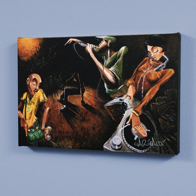 The Get Down by Garibaldi, David: Combining his passions for music and art, David Garibaldi creates visual poetry. "The Get Down" is a limited edition giclee on stretched canvas, CC numbered from the miniature series and bearing the a