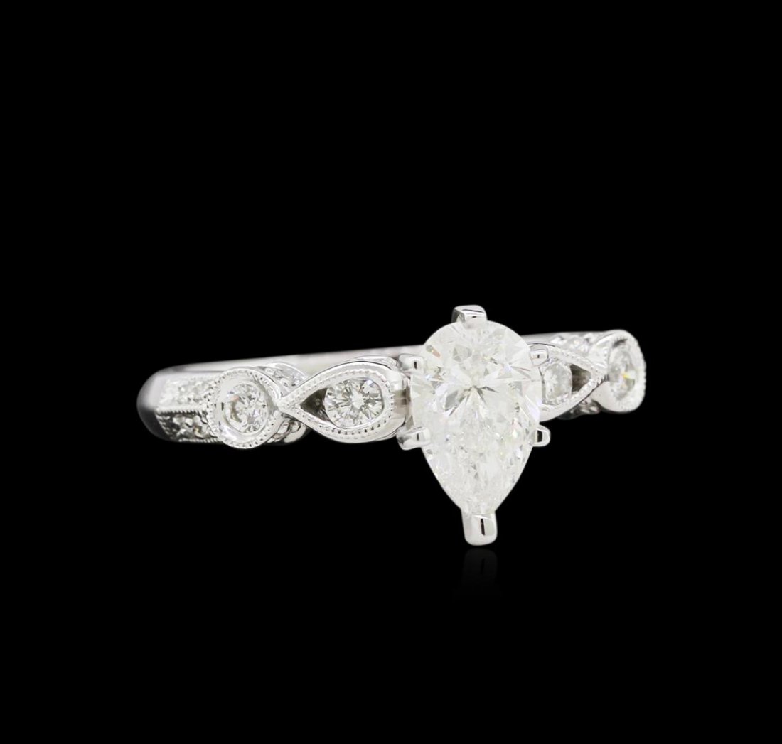 EGL USA Cert 1.32 ctw Diamond Ring - 18KT White Gold: One electronically tested 18KT white gold lady's combination cast & assembled straight line wedding ring with a bright polish with milgrain detailing finish. The featured lady's ring has a shank measu