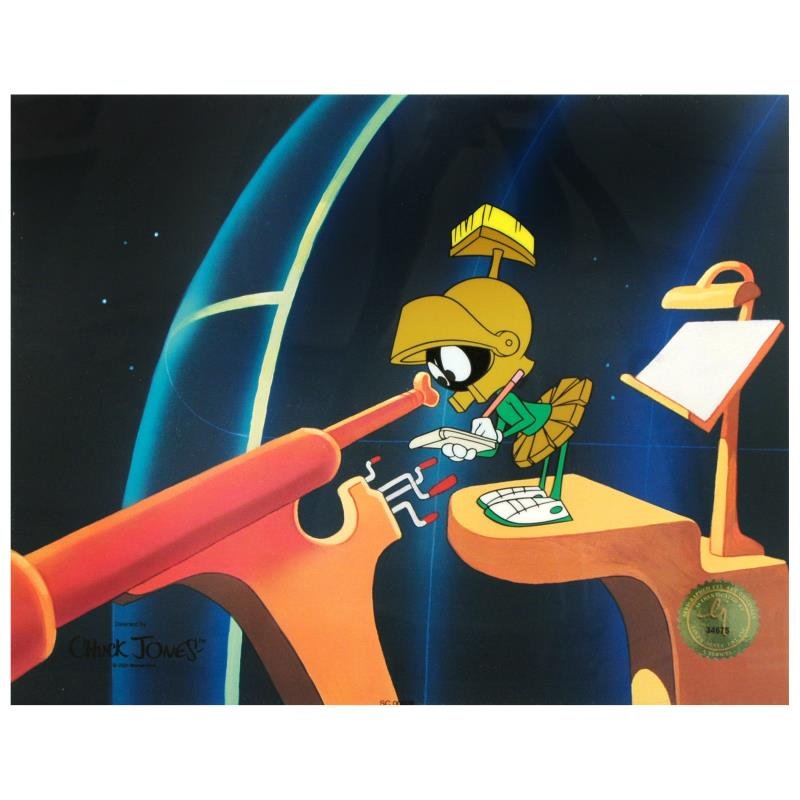 Beware the Eyes of Mars by Chuck Jones (1912-2002): This meticulously crafted sericel features Marvin the Martian, one of a host of memorable cartoon characters created by Chuck Jones (1912-2002)! "Beware the Eyes of Mars" is a sold out limited edition