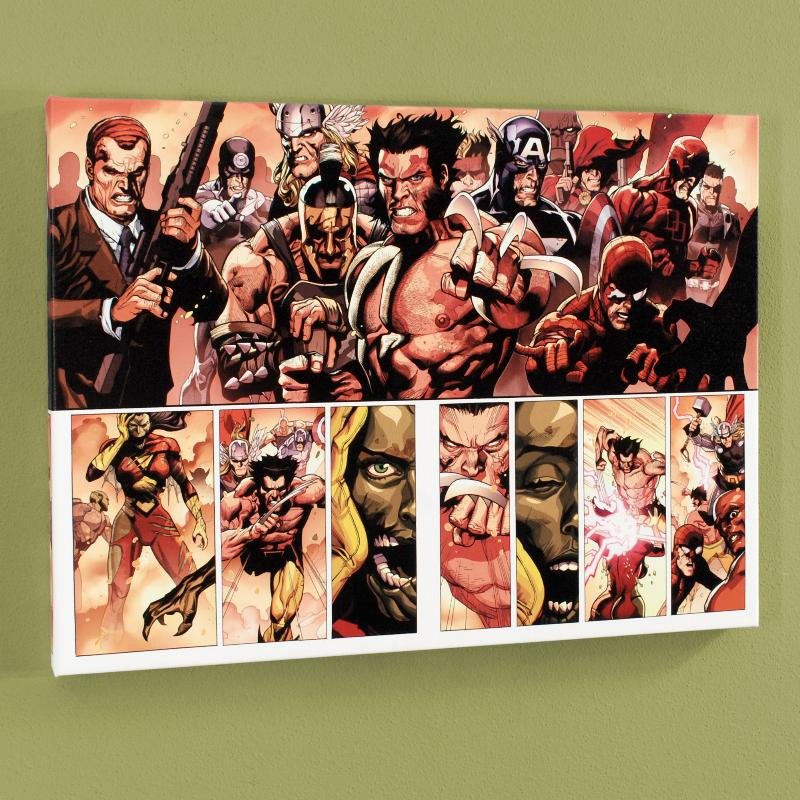 Secret Invasion #8 by Marvel Comics: A piece of comic book history, this limited edition, from original art by Leinil Francis Yu, depicts Wolverine, Spider-Man, DareDevil, Captain America, Ares, and Norman Osborn. After winning the Wizar