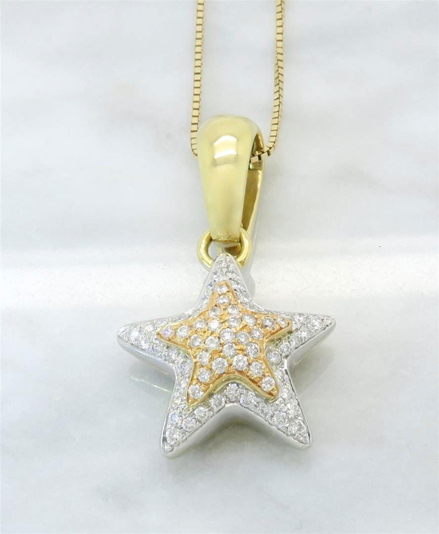 0.75 ctw Designer Diamond Pendant With Chain - 18KT and: One tested 18K gold designer Chimento diamond pendant. Containing: 67 Round Brilliant Cut Diamonds. Clarity: VS-SI, Color: G-I. Approximate total diamond weight: .75CTW. All diamonds are graded in the