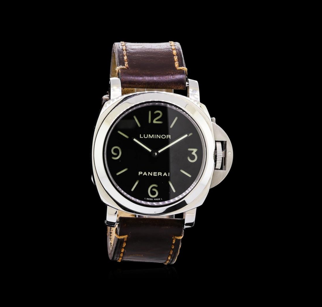 Panerai Stainless Steel Luminor Base Watch: One, Panerai Luminor Base wristwatch electronically tested stainless steel, Case: 44mm, Water Resistant 100 meters / 330 feet, Exhibition Case Back: sapphire lens, Case Back Frame: engraved with the m