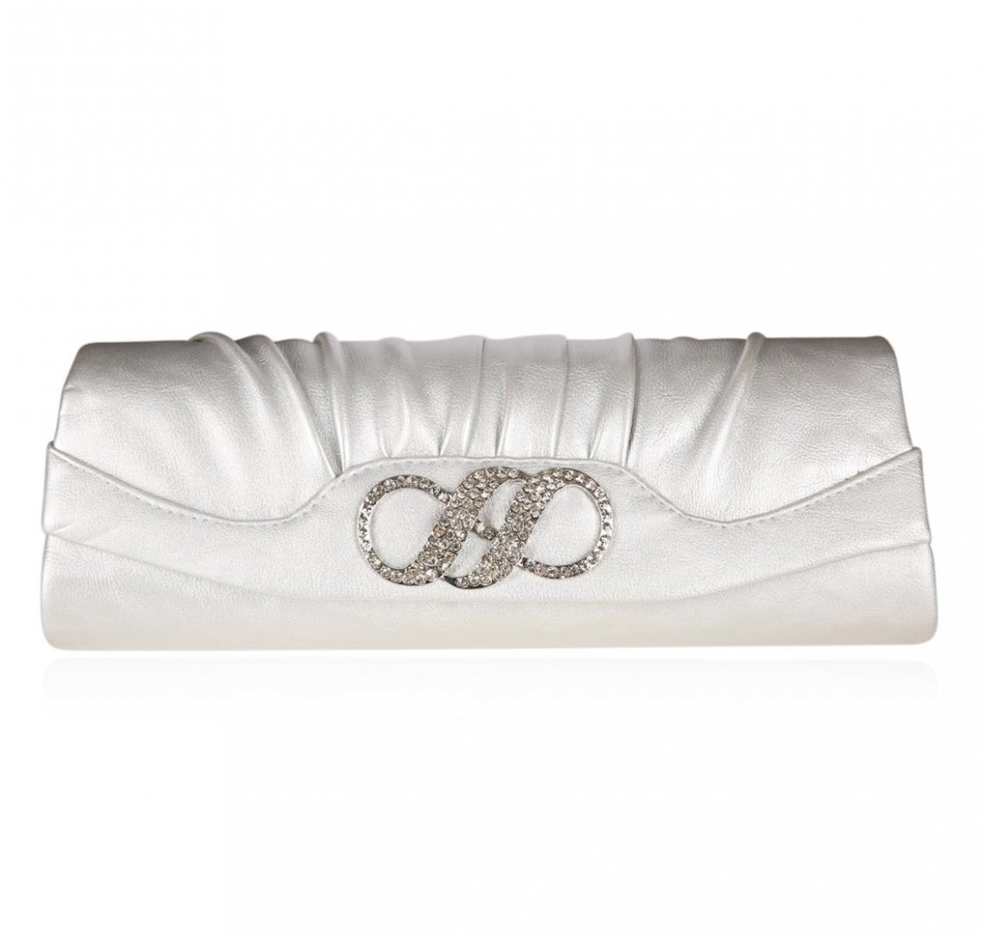 SCP Evening Bag - Beth: A SCP Evening Bag. Silver with detailed embellished design and chain strap.