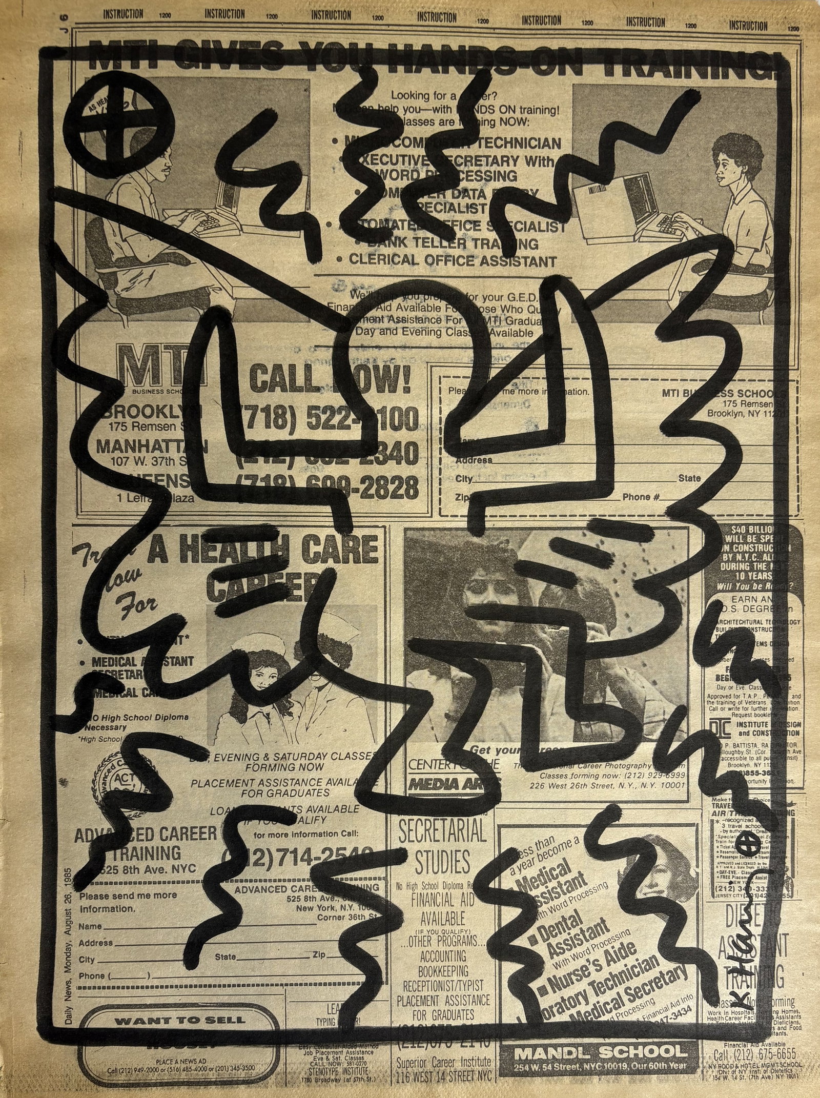 KEITH HARING GRAFFITI DRAWING NEWSPAPER (1 of 5)