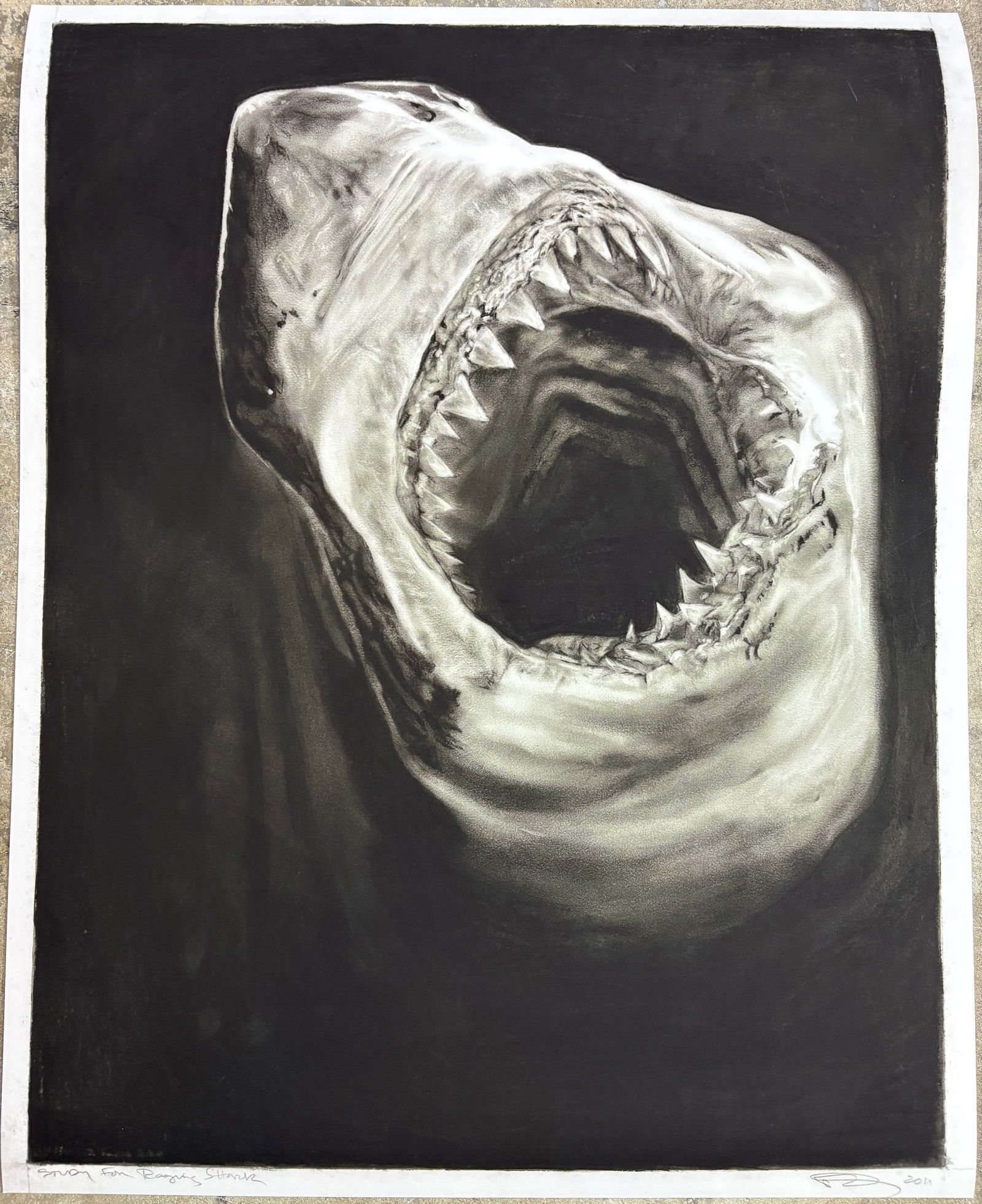 ROBERT LONGO 'RAGING SHARK' LITHO PRINT: Robert Longo 'Raging Shark' Lithographic Print measuring at 19x24 inches. Printed later.