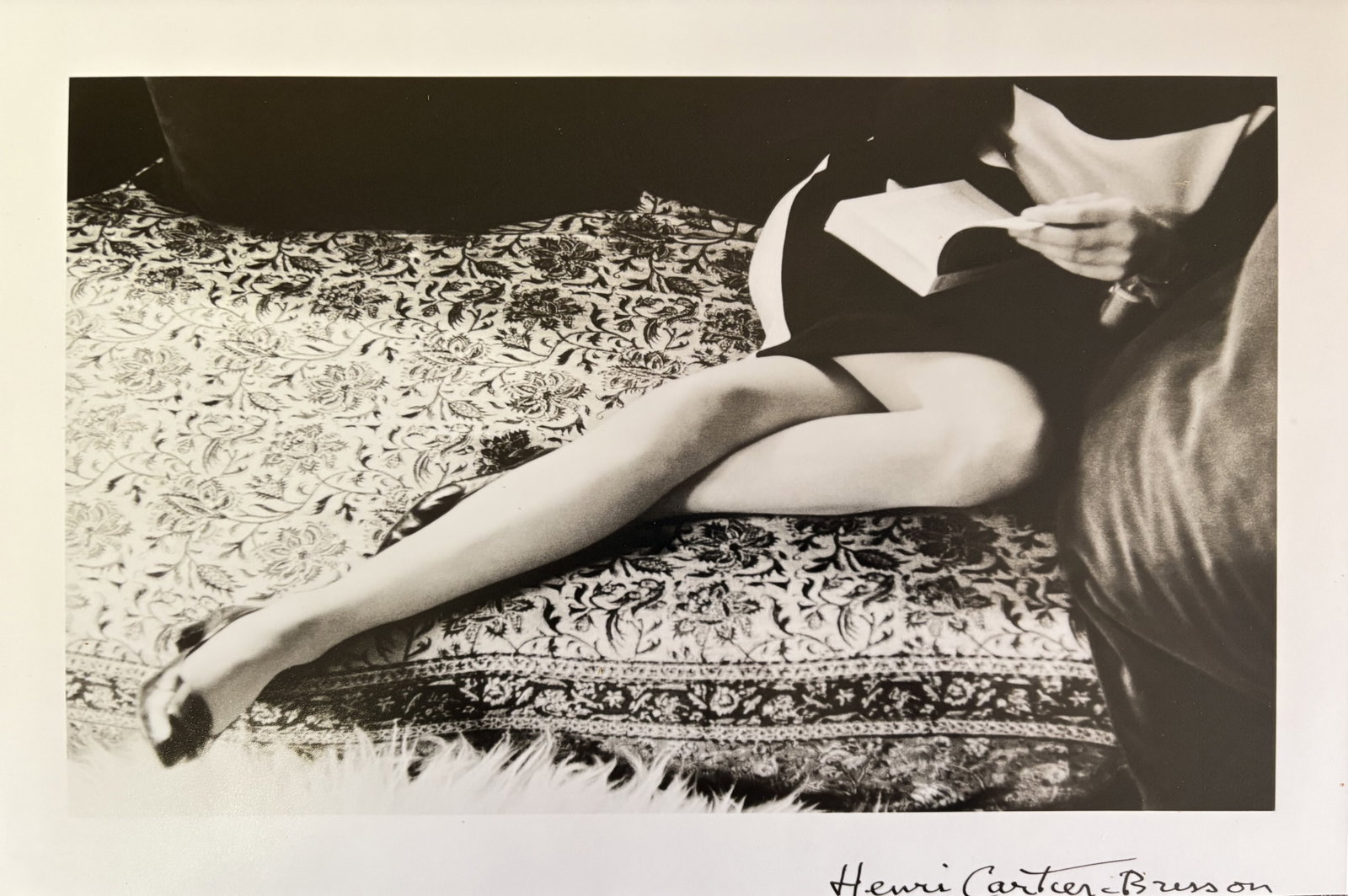 HENRI CARTIER 'BRESSON MARTINE' PRINT: Henri Cartier 'Bresson Martine' Print mounted to board measuring at 9.5x14 inches. Plate signed. Printed later