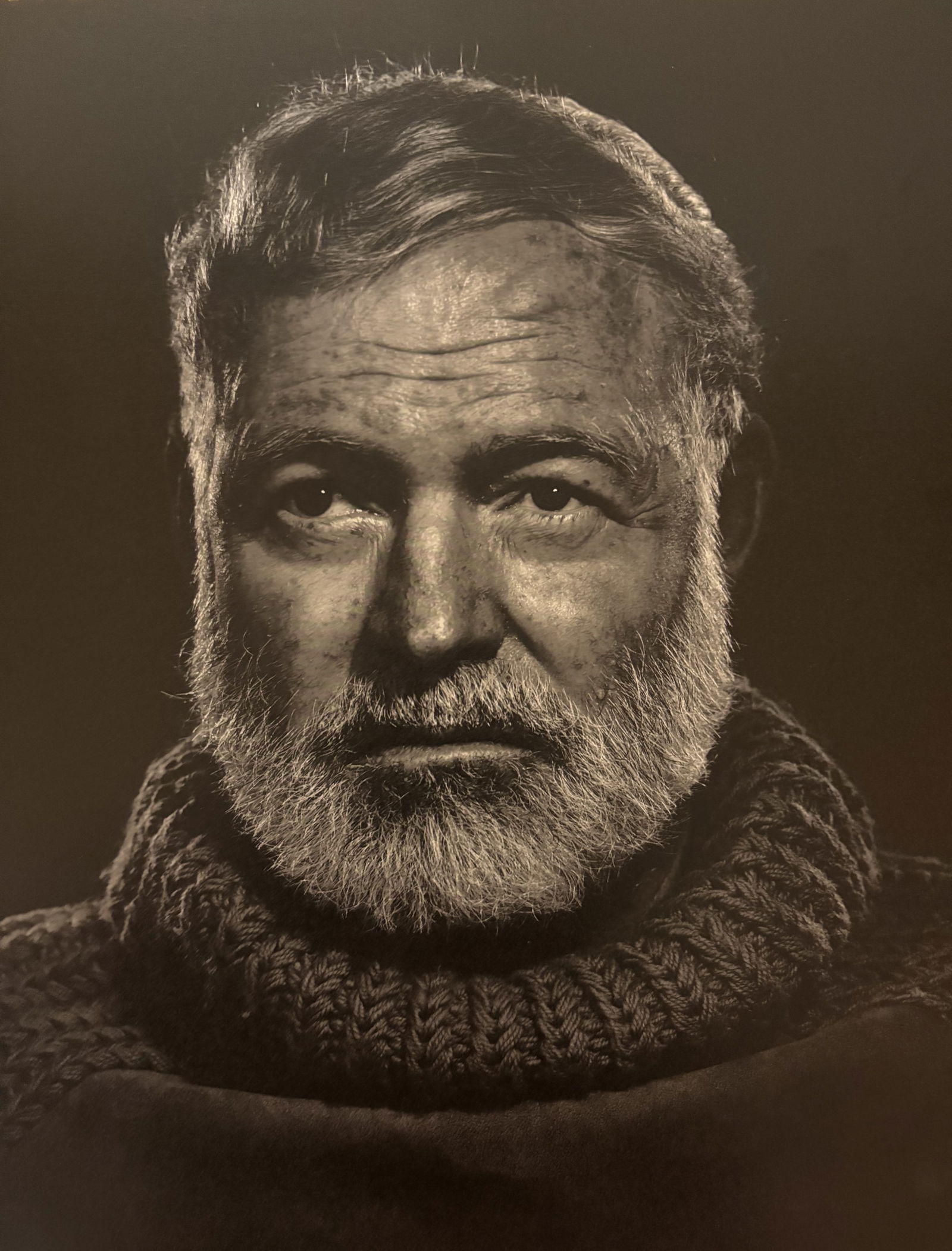 YOUSUF KARSH ERNEST HEMINGWAY PHOTOGRAVURE: Yousuf Karsh Ernest Hemingway Photogravure mounted to board measuring at 9.5x12.5 inches