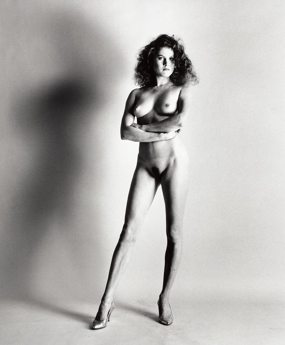 HELMUT NEWTON 'BIG NUDE II' PRINT: Helmut Newton 'Big Nude II' Print mounted to board measuring at 18.5x22.75 inches. Printed later.