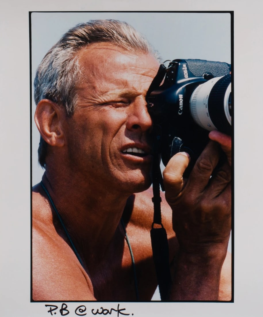 PETER BEARD AT WORK PRINT: Peter Beard at Work Print mounted to board measuring at 8x10 inches. Printed later. Plate signed.