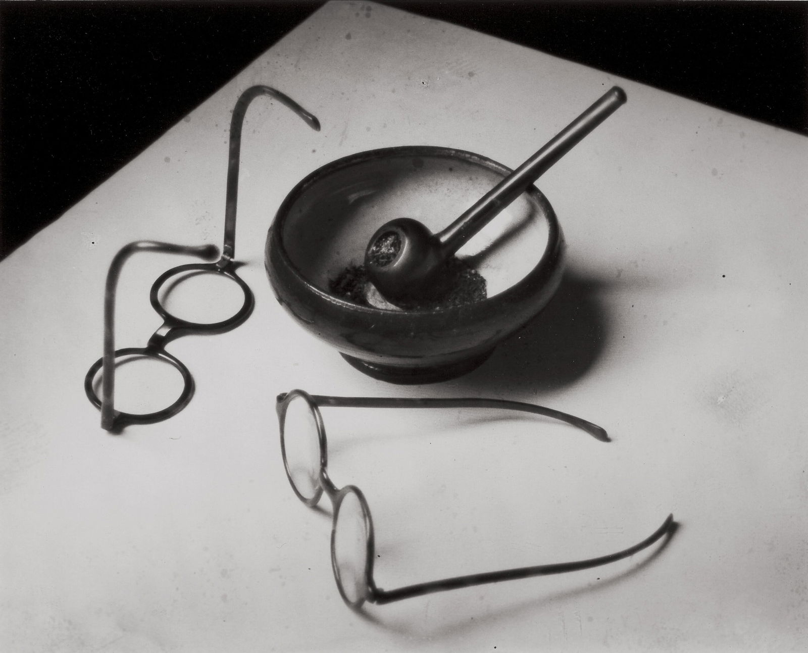 ANDRE KERTESZ MONDRIANS GLASSES PRINT: Andre Kertesz Mondrians Glasses Print mounted to board measuring at 7.75x9.5 inches. Printed later.