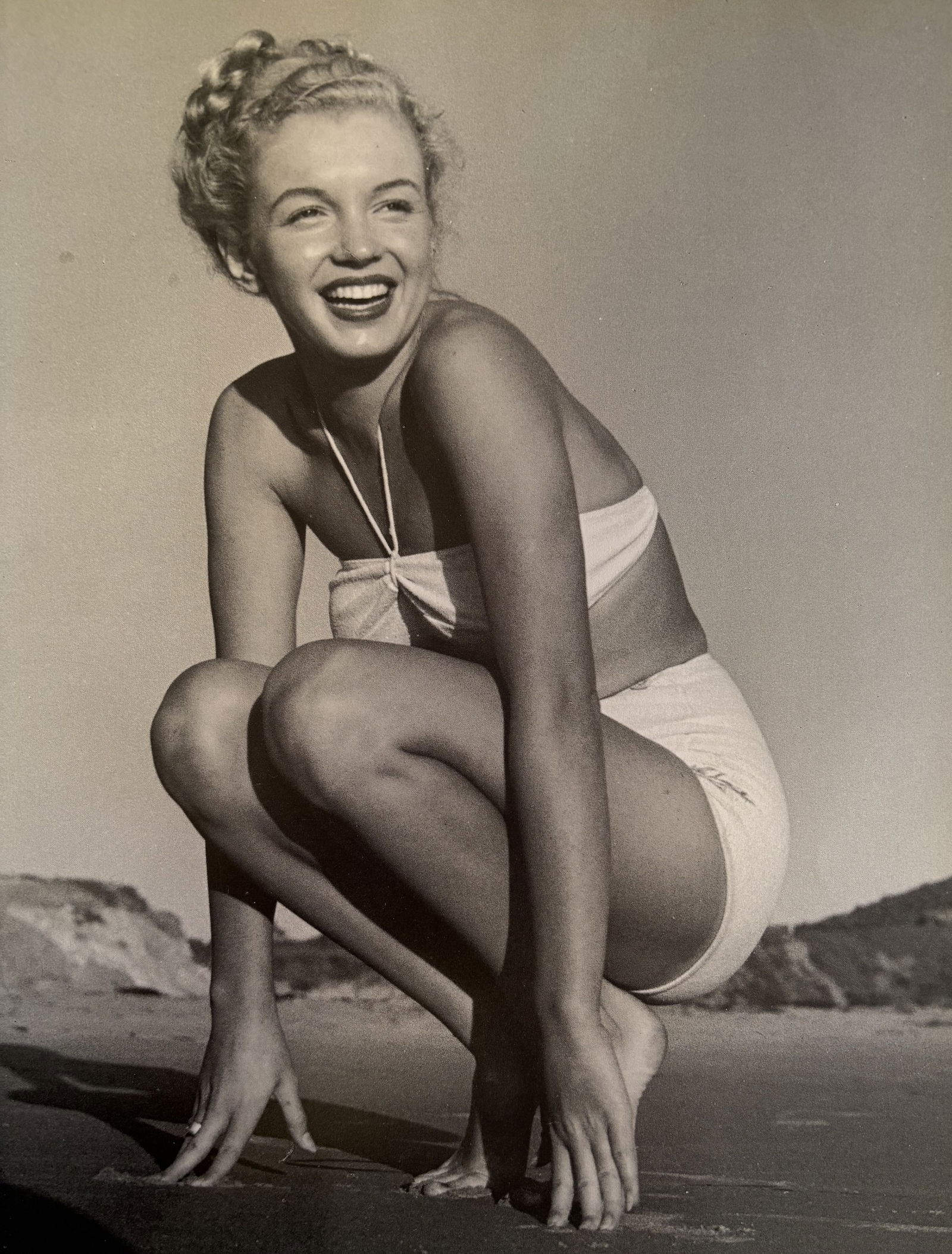 ANDRE D MARILYN MONROE DUOTONE PRINT: Andre D Marilyn Monroe Duotone Print mounted to board measuring at 9.5x12.25 inches