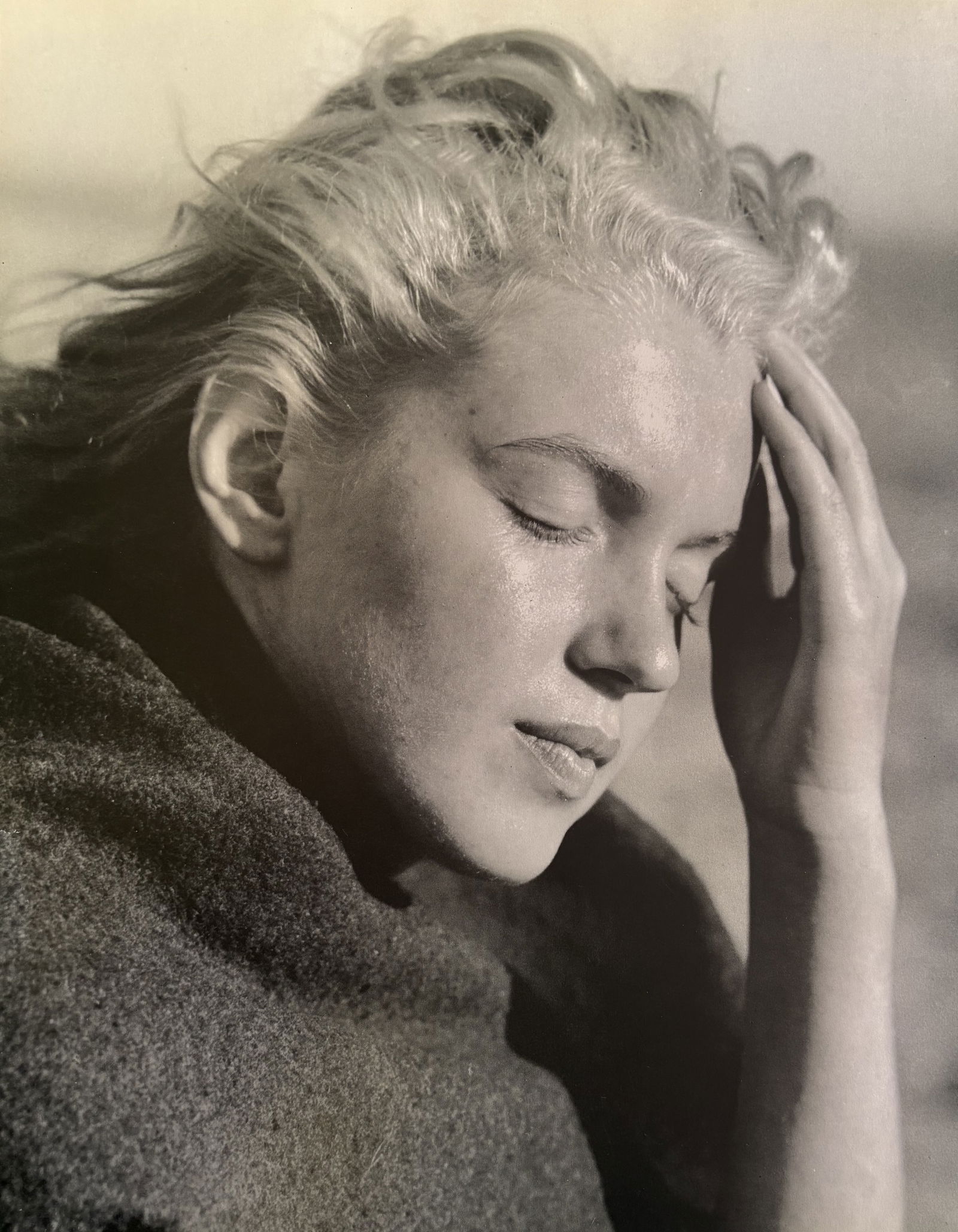 ANDRE D MARILYN MONROE DUOTONE PRINT: Andre D Marilyn Monroe Duotone Print mounted to board measuring at 9.5x12.25 inches