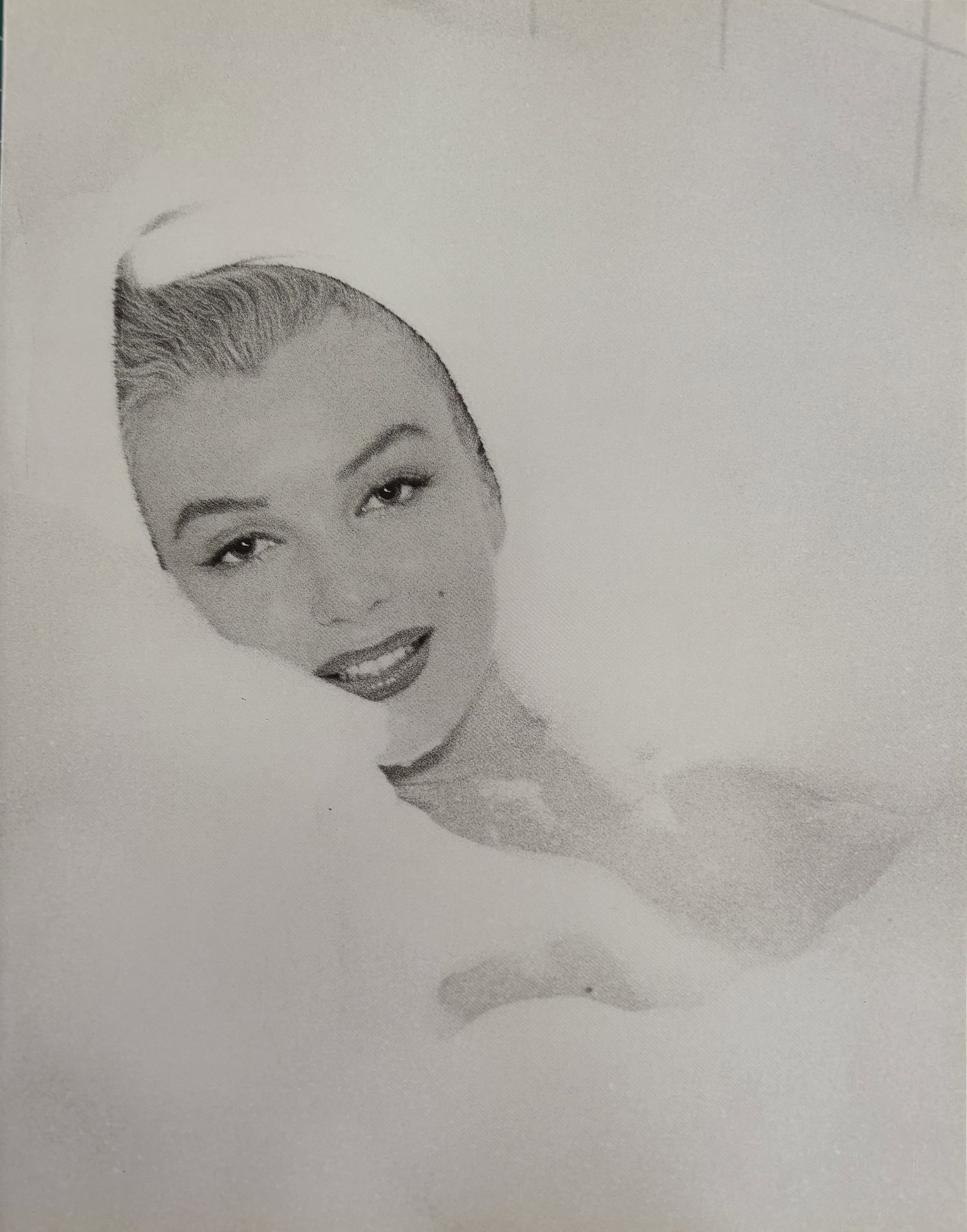 ANDRE D MARILYN MONROE DUOTONE PRINT: Andre D Marilyn Monroe Duotone Print mounted to board measuring at 9.25x11.75 inches