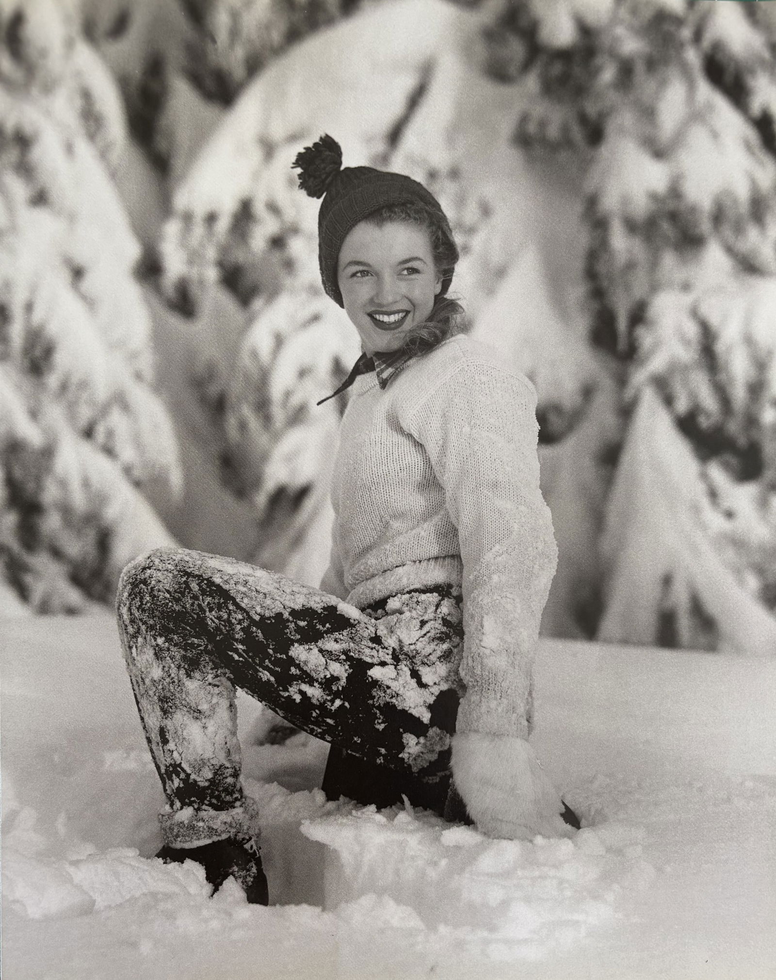 ANDRE D MARILYN MONROE DUOTONE PRINT: Andre D Marilyn Monroe Duotone Print mounted to board measuring at 9.25x11.75 inches