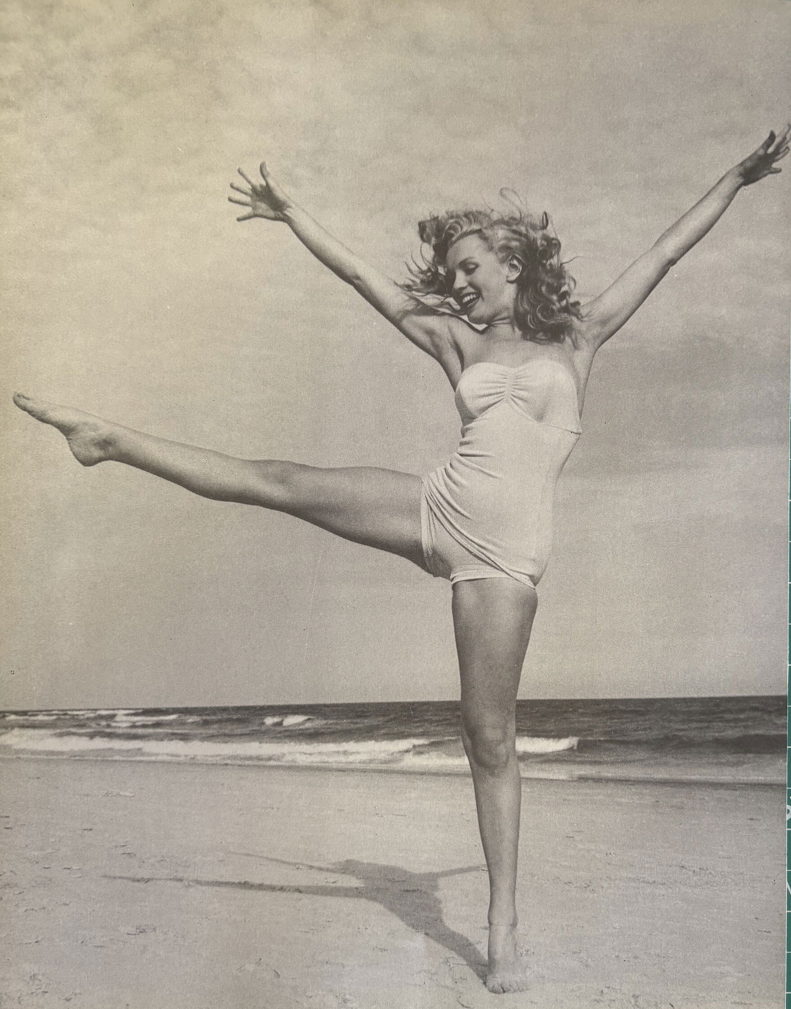 ANDRE D MARILYN MONROE DUOTONE PRINT: Andre D Marilyn Monroe Duotone Print mounted to board measuring at 9.25x11.75 inches