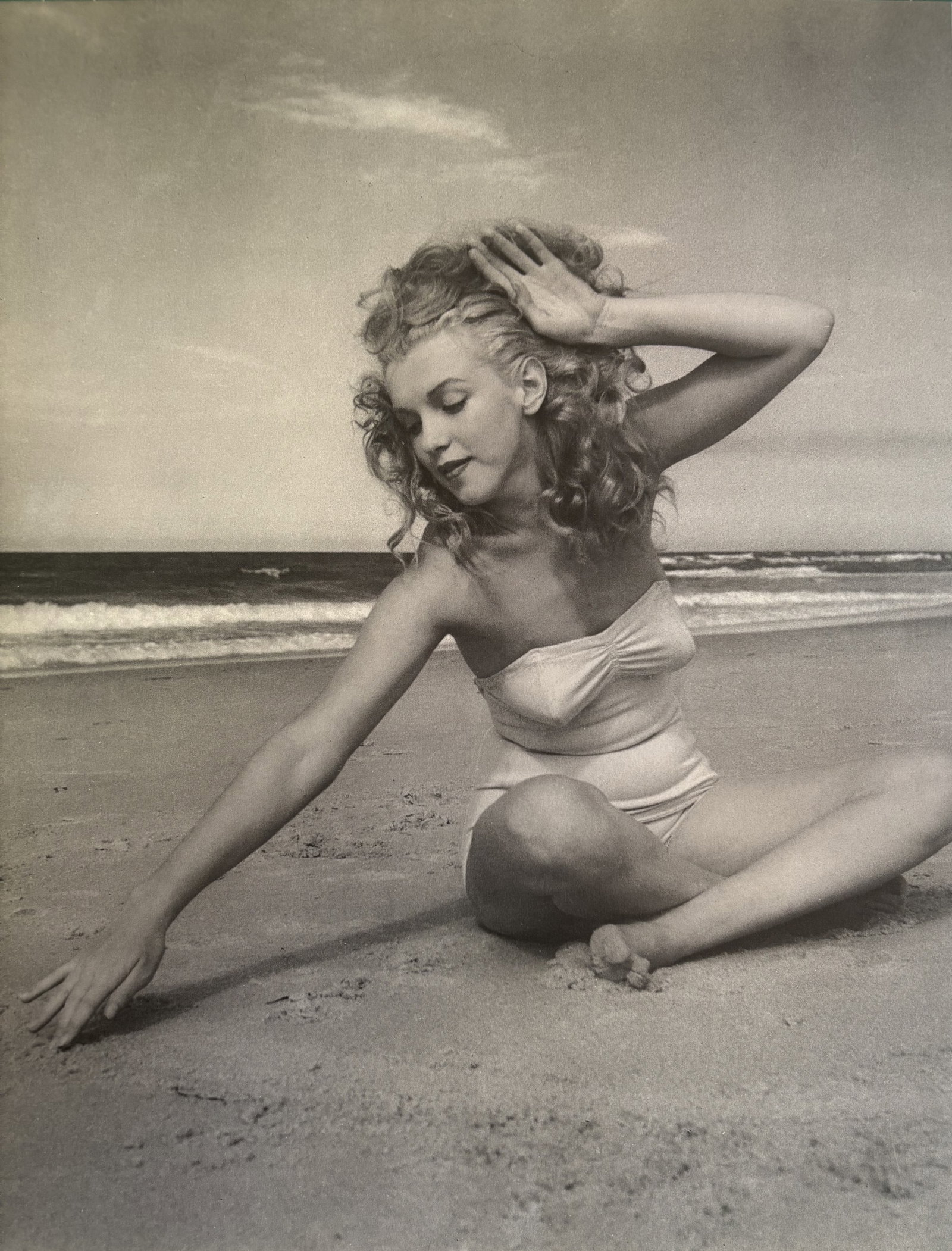 ANDRE D MARILYN MONROE DUOTONE PRINT: Andre D Marilyn Monroe Duotone Print mounted to board measuring at 9.25x11.75 inches