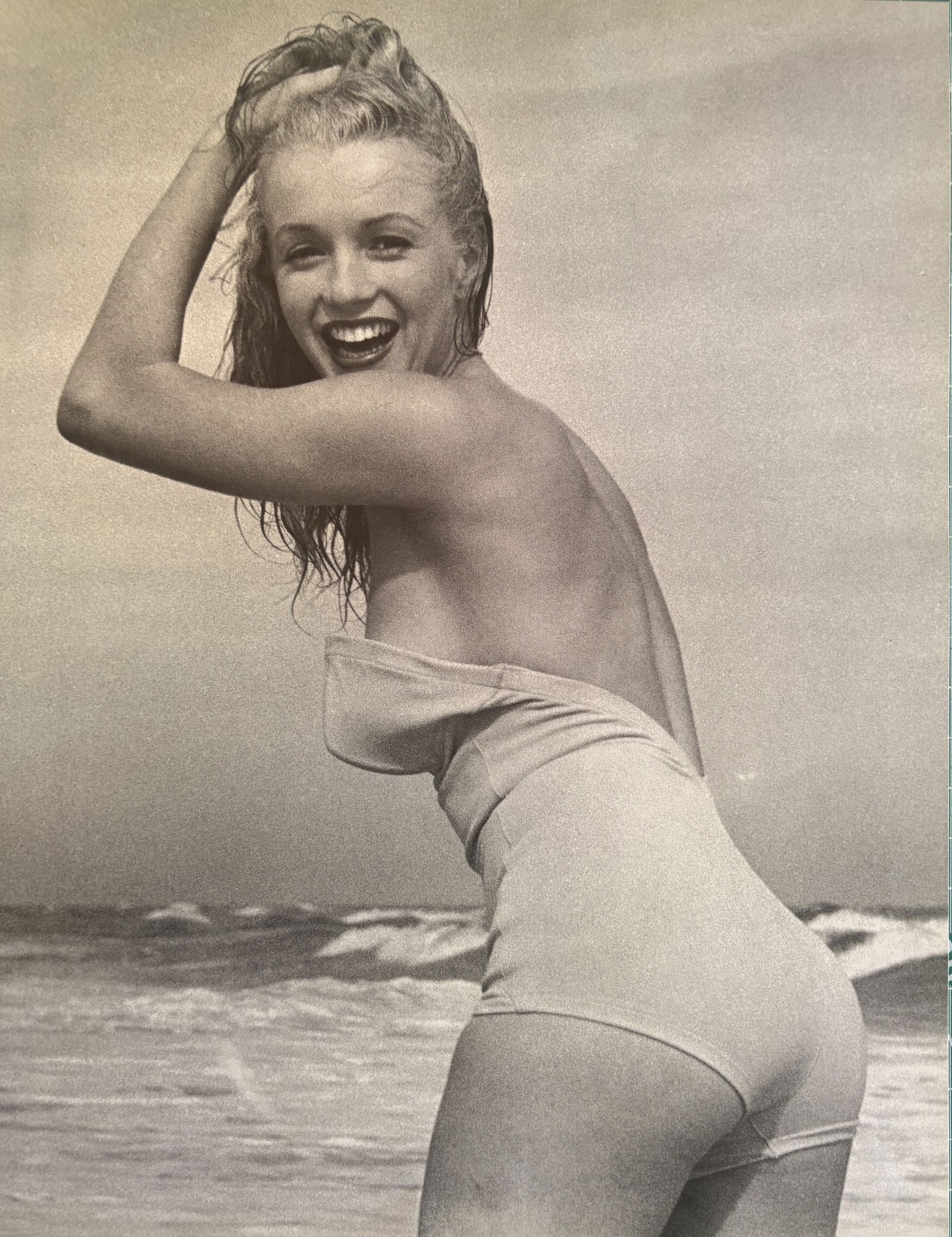 ANDRE D MARILYN MONROE DUOTONE PRINT: Andre D Marilyn Monroe Duotone Print mounted to board measuring at 9.25x11.75 inches