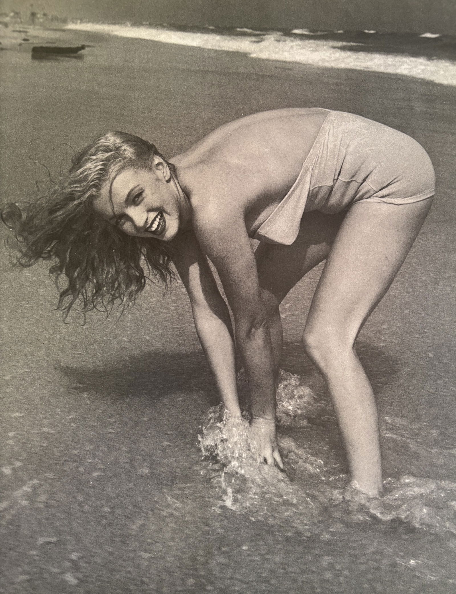 ANDRE D MARILYN MONROE DUOTONE PRINT: Andre D Marilyn Monroe Duotone Print mounted to board measuring at 9.25x11.75 inches