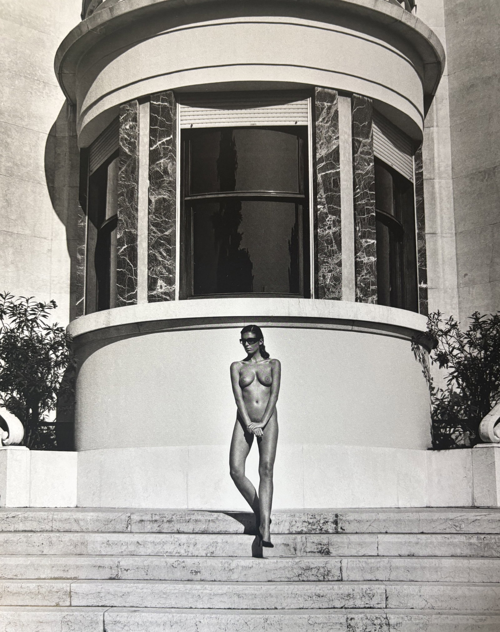 HELMUT NEWTON FEMALE NUDE GRAVURE: Helmut Newton Female Model Gravure professionally mounted to conservation board measuring at 9.5x12 inches.