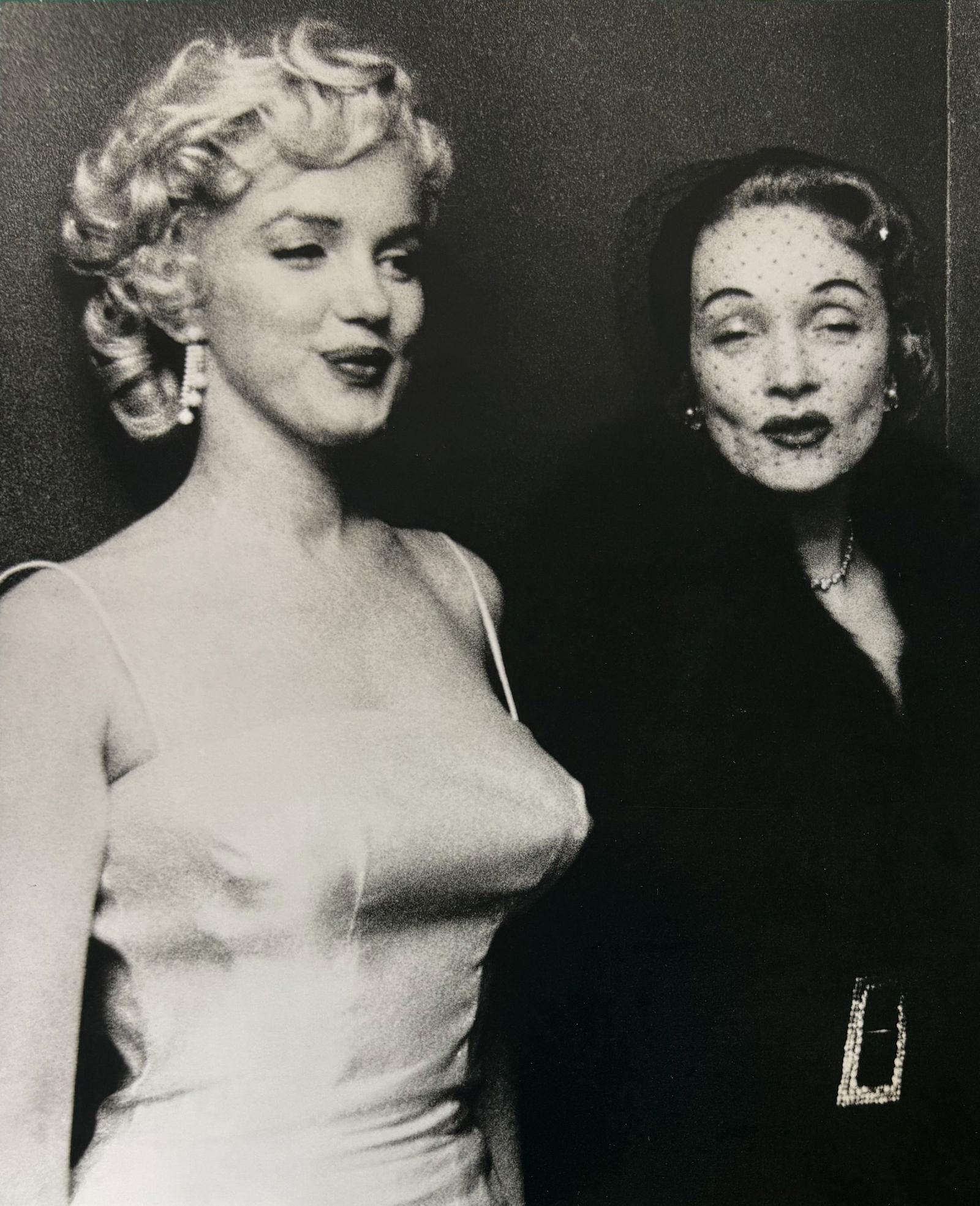 MILTON GREENE MARILYN AND MARLENE DUOTONE PRINT: Milton Greene Marilyn and Marlene Duotone Print professionally mounted to conservation board measuring at 9.25x11.5 inches.